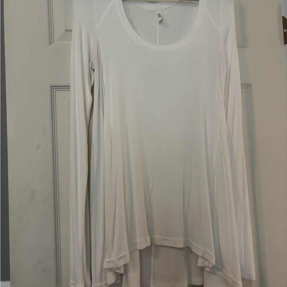 Free People Asymmetrical Cream Long Sleeve Blouse
